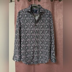 Society Of Threads Black and Pink Floral Slim Fit Intelli Fresh Shirt Light